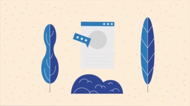 webpage template with social marketing ,4k video animated