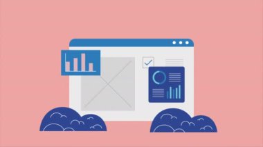 webpage template with social marketing ,4k video animated