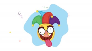 fools day jester emoji with comic mask ,4k video animated