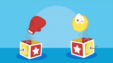 surprise boxes with glove and emoji ,4k video animated
