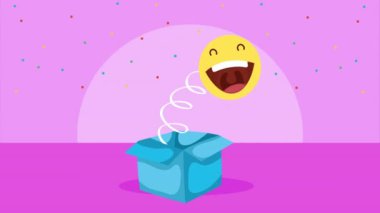 surprise box with emoticon animation ,4k video animated