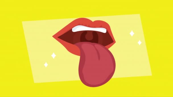 Mouth Tongue Out Animation Video Animated — Stock Video