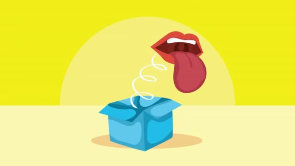 Fools Day Surprise Box Mouth Video Animated — 图库视频影像