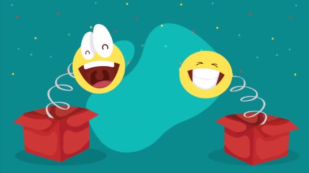 Emojis Dans Des Boîtes Surprises Animation Vidéo Animée — Video