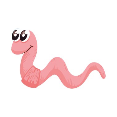 cute worm pink color icon