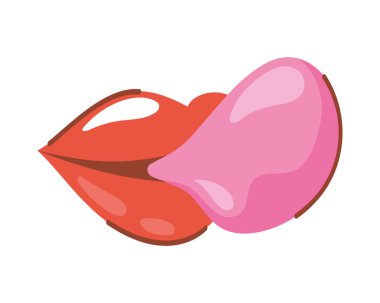 mouth with gum retro style icon