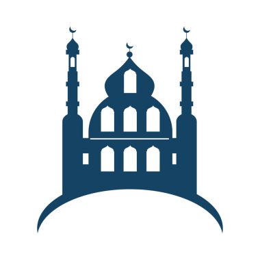 mosque blue facade silhouette icon