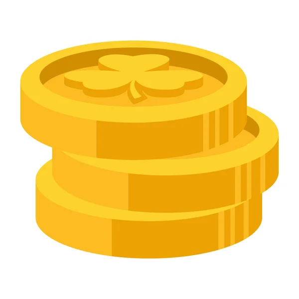 Golden Coins Clover Icons — Archivo Imágenes Vectoriales