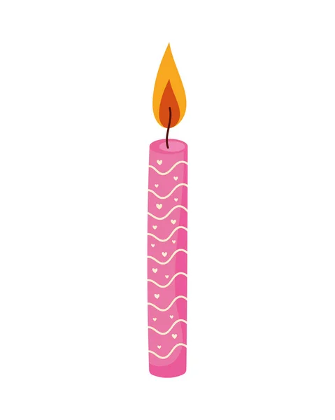 Roze Kaarsje Verjaardag Icoon — Stockvector