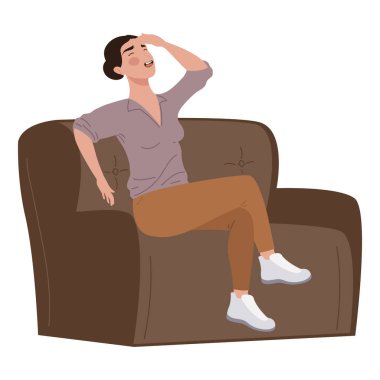 woman laughing in the sofa character