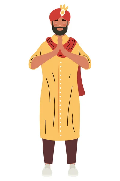 Indian Man Turban Character — Wektor stockowy