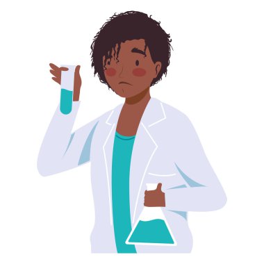 afro female laboratory worker character