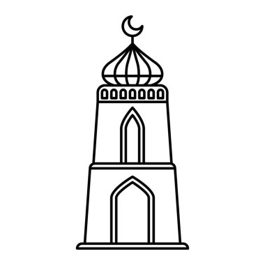 monochrome mosque tower line style