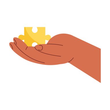 hand lifting yellow puzzle piece icon