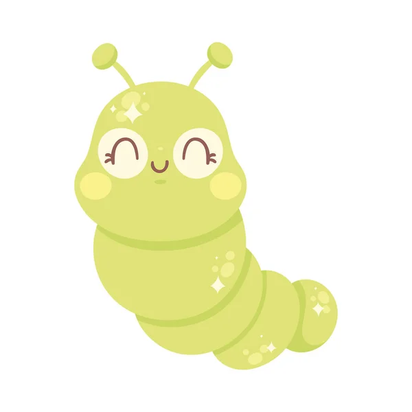 Cute Green Caterpillar Comic Character — Stockvektor