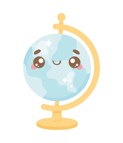 World Map Kawaii Comic Character — Image vectorielle