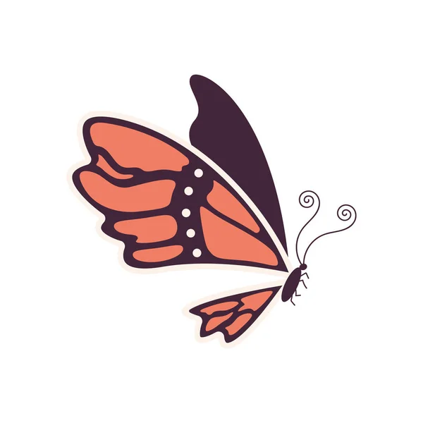 Red Butterfly Insect Flying Icon — Stock Vector