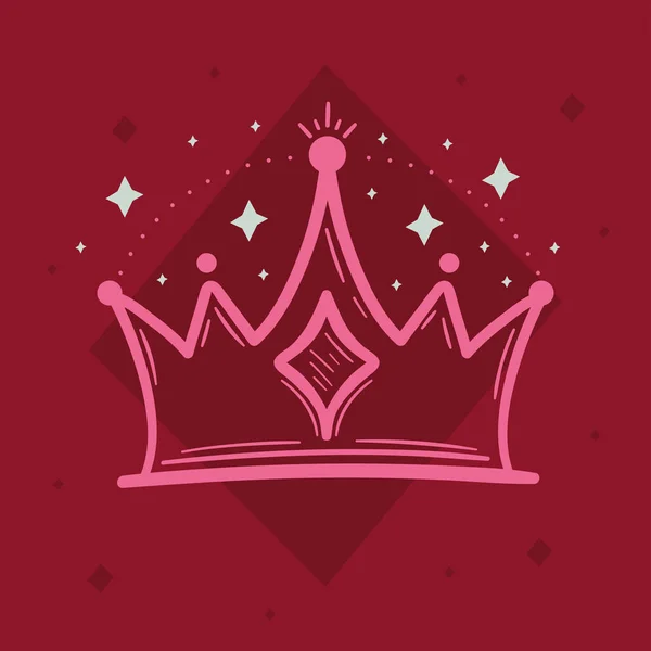 Pink Crown Diamond Icon — Stock Vector