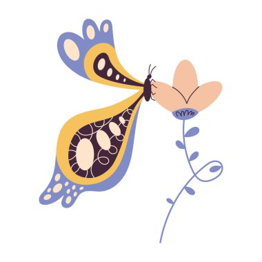 beauty butterfly in flower icon