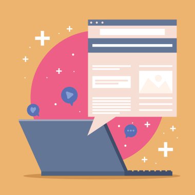 blogging template in laptop icon