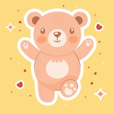 cute orange bear celebrating character