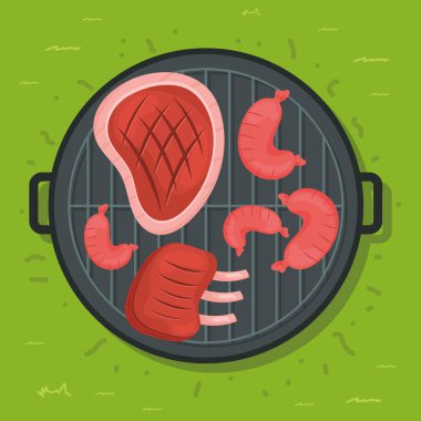 grill oven with meat bbq icon