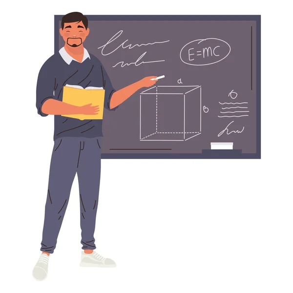 Male Teacher Chalkboard Character — Stockvektor
