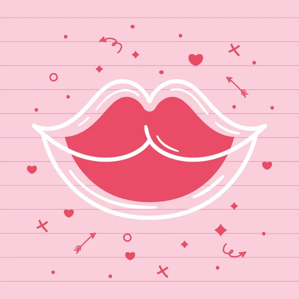 Żeńskie Różowe Usta Całowanie Ikona — Wektor stockowy