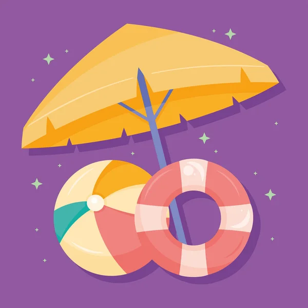 Ballon Zweven Met Paraplu Pictogrammen — Stockvector