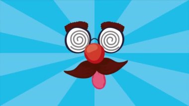 fools day comic mask and mustache ,4k video animated