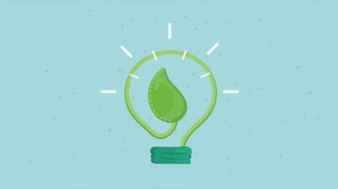 ecology bulb with leaf animation ,4k video animated