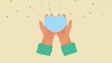 earth with heart shape animation ,4k video animated