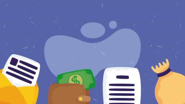 Documents Wallet Money Bag Video Animated — Stok video