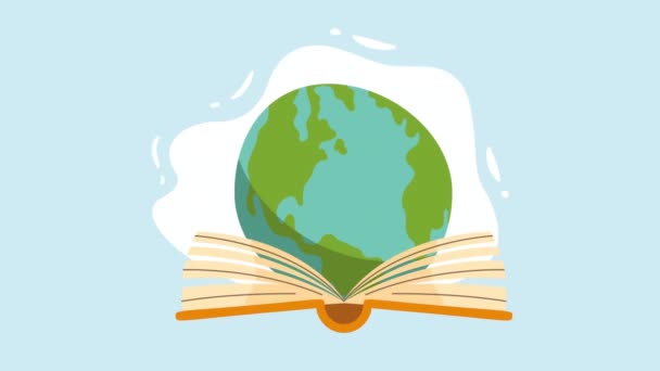 Book World Planet Earth Video Animated — Wideo stockowe