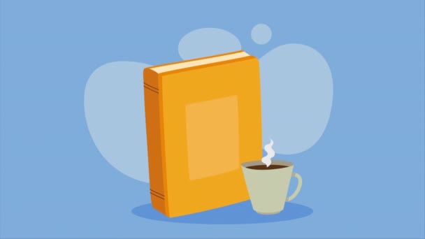 Kahve Fincanlı Ders Kitabı Video Animasyonu — Stok video