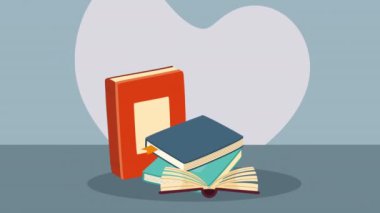 yığın metin kitapları kitaplığı animasyonu, 4k video animasyonu