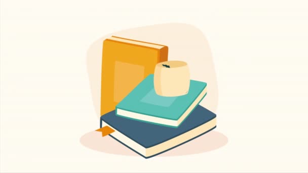 Text Books Library Houseplant Animation Video Animated — Wideo stockowe