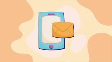 smartphone device tech with envelope animation ,4k video animated
