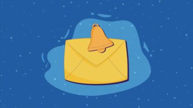 notification bell in envelope email ,4k video animated