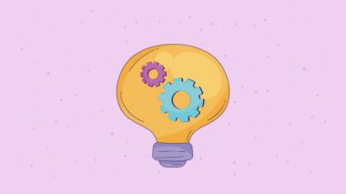 gears machine in bulb animation ,4k video animated