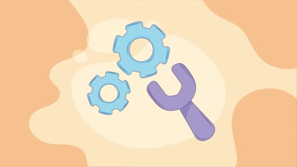 Gears Machine Wrench Animation Video Animated — Vídeos de Stock