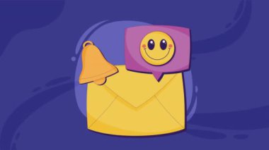 notification bell in envelope email ,4k video animated