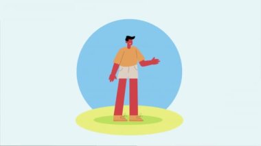 Genç adam yürüyen karakter animasyonu, 4k video animasyonu