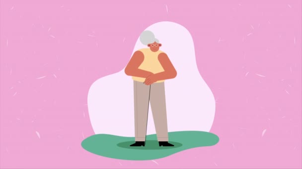 Velho Avó Personagem Animação Vídeo Animado — Vídeo de Stock