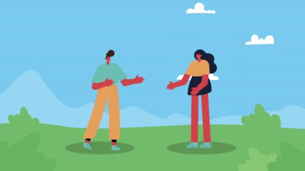Young Couple Landscape Characters Animation Video Animated — Stok video
