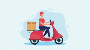 kurye motosiklet teslimat servisi, 4k video animasyonu