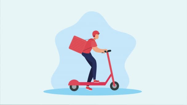 Courier Skateboard Delivery Service Video Animated — 图库视频影像