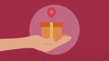delivery service box with pin location ,4k video animated