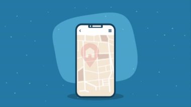 gps service app in smartphone ,4k video animated