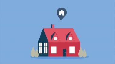 real estate house with pin location ,4k video animated
